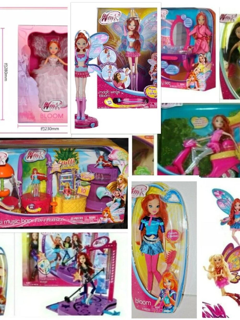 LOT 11 BOXES of WINX CLUB  Dolls BLOOM Pink   Aisha +More